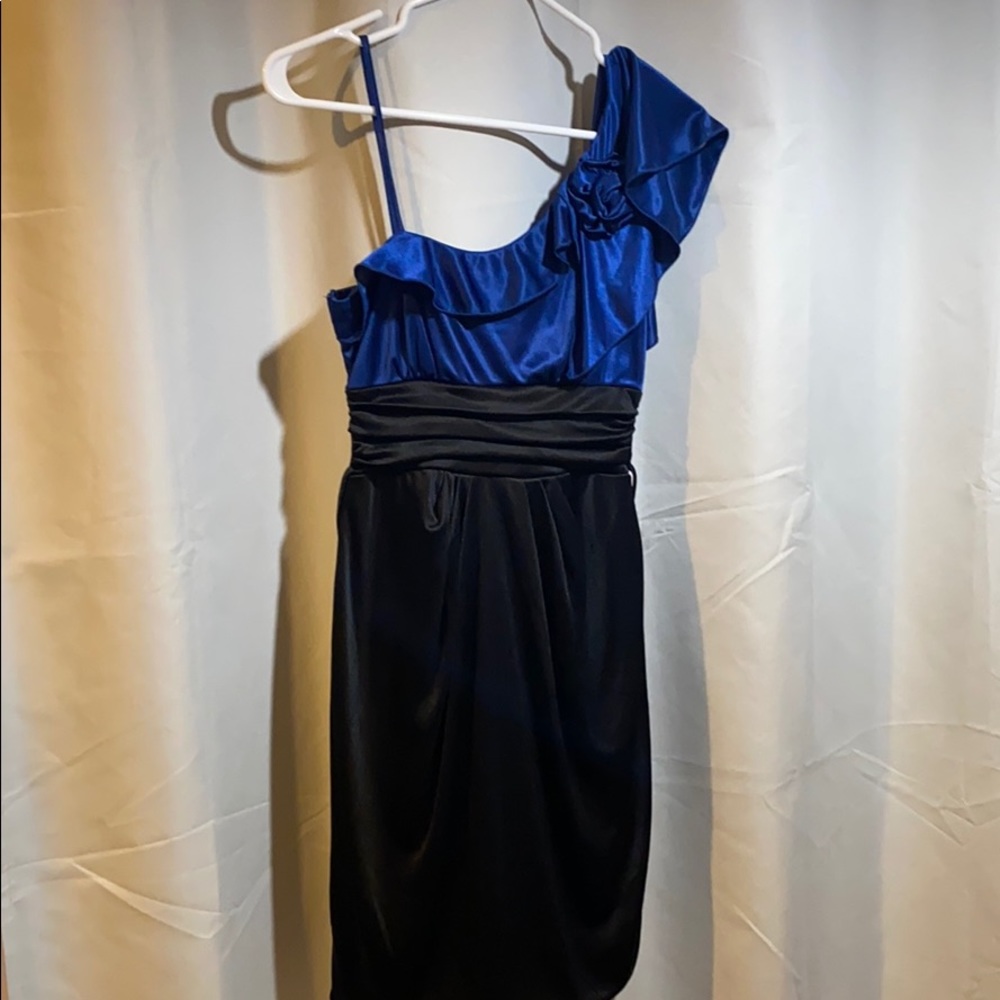 One Shoulder Blue Dress- Size Small